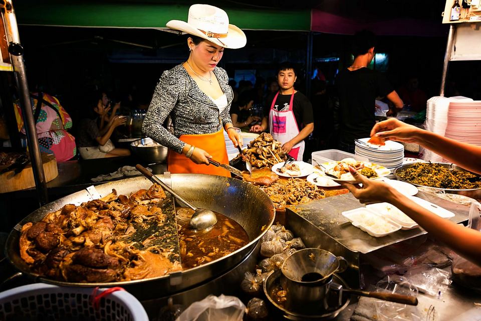 Chang Phuak Gate (North Gate) Night Market famous street food market in Chiang Mai