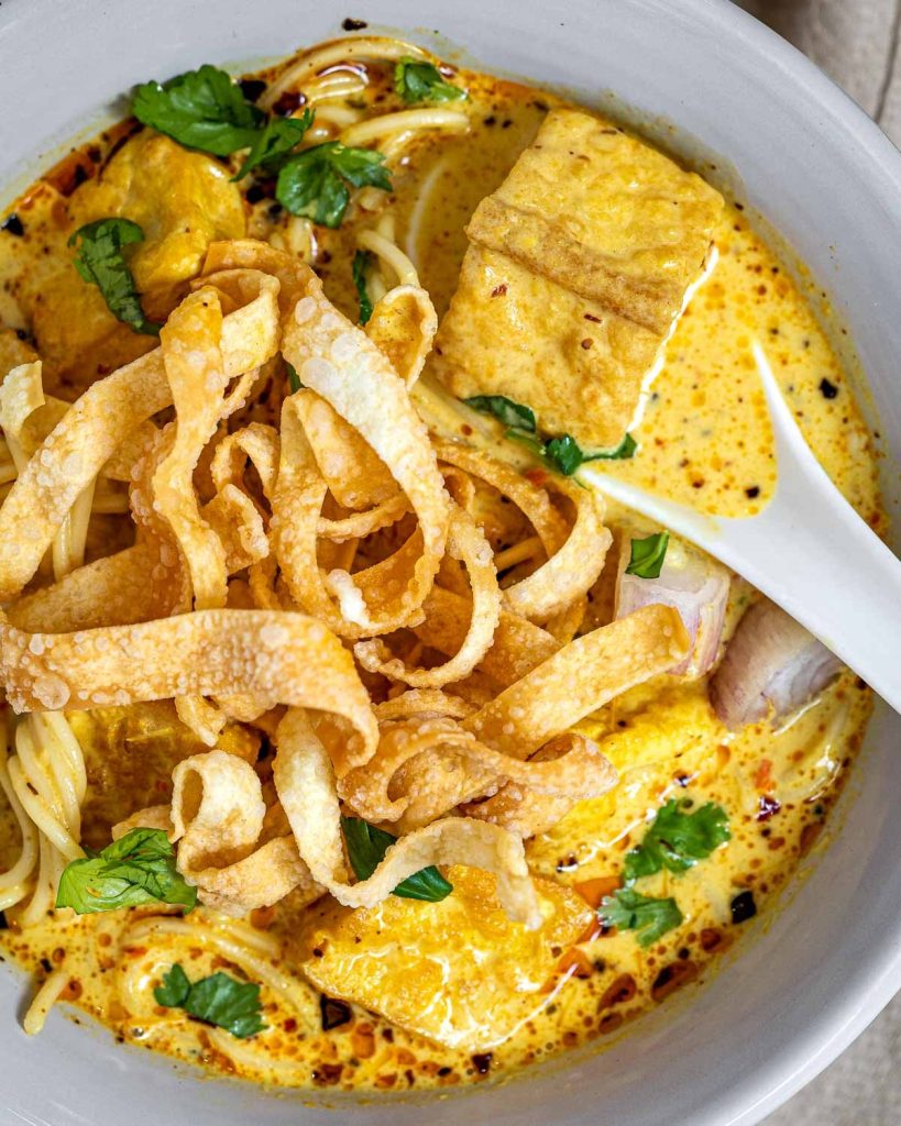 tofu khao soi, one of the places to try food in chiang mai