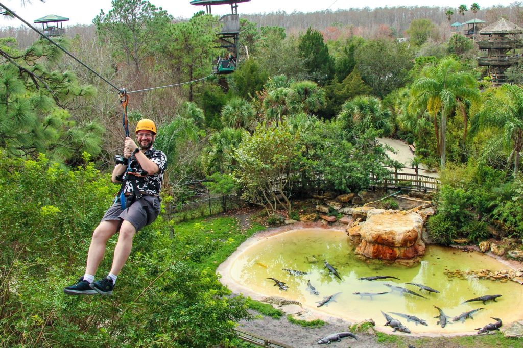 Ziplining at Gatorland